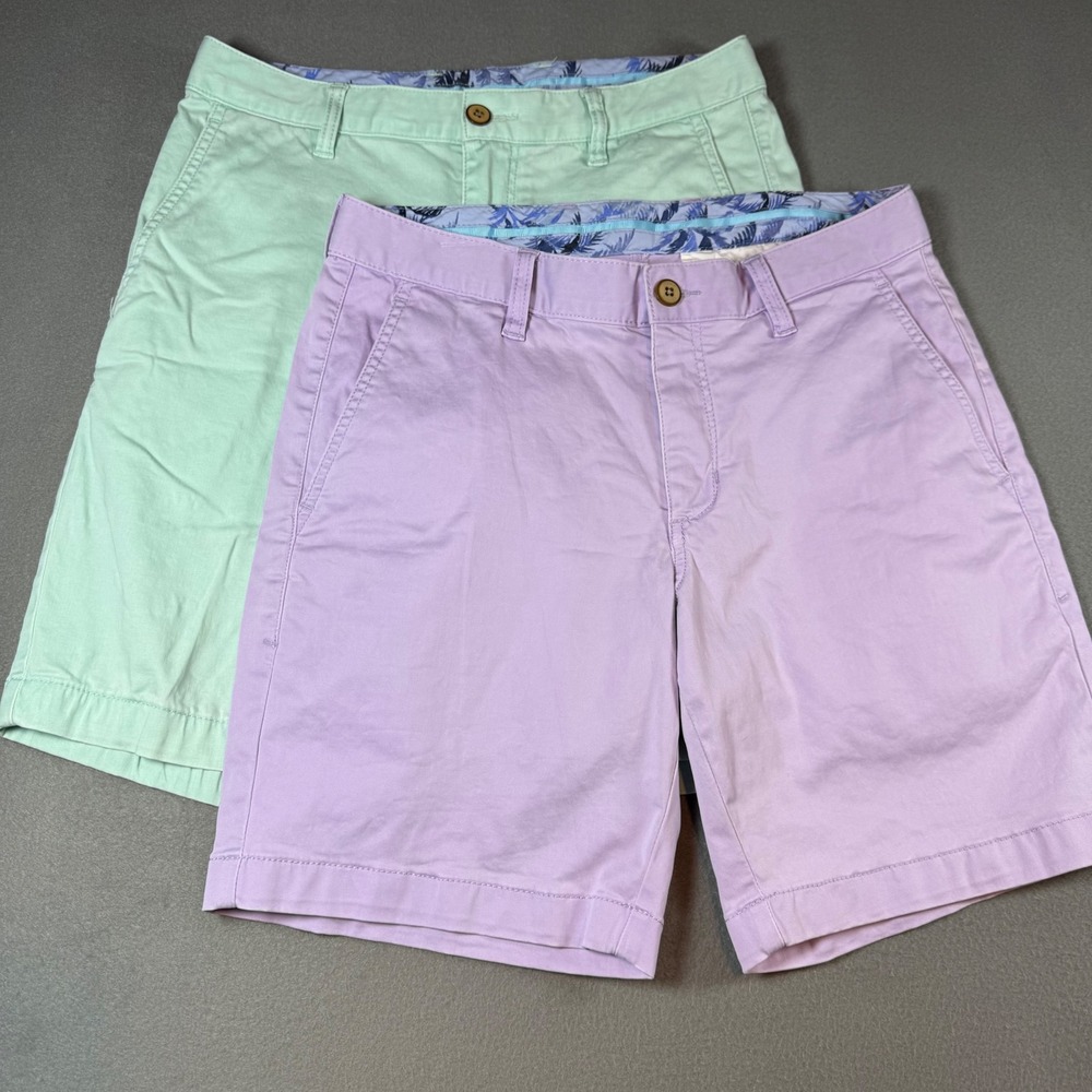 Tommy Bahama Mens Boracay Shorts Lot of 2 Size 30 Purple Mint Green Cotton Blend